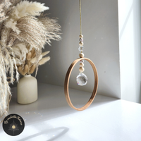 Kristall Sonnenfänger mit Bambus-Ring & Buntglas-Kugeln - POLARIS