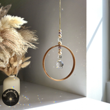 Kristall Sonnenfänger mit Bambus-Ring & Buntglas-Kugeln - POLARIS