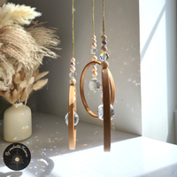 Kristall Sonnenfänger mit Bambus-Ring & Buntglas-Kugeln - POLARIS