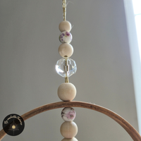 Kristall Sonnenfänger mit Bambus-Ring & Buntglas-Kugeln - POLARIS - Lotusblume