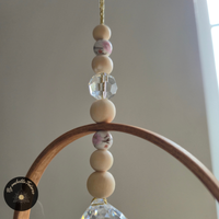 Kristall Sonnenfänger mit Bambus-Ring & Buntglas-Kugeln - POLARIS - Heidekraut