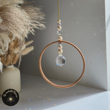 Kristall Sonnenfänger mit Bambus-Ring & Buntglas-Kugeln - POLARIS