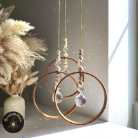 Kristall Sonnenfänger mit Bambus-Ring & Buntglas-Kugeln - POLARIS