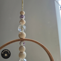 Kristall Sonnenfänger mit Bambus-Ring & Buntglas-Kugeln - POLARIS - Flieder